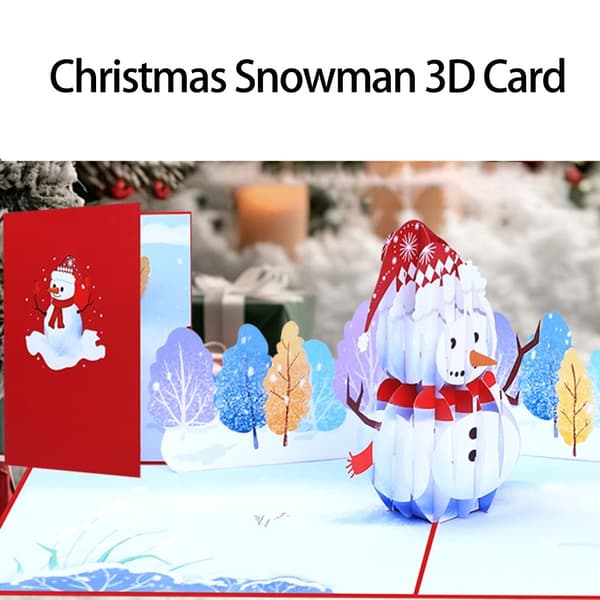 3D Pop-up Snögubbe Julkort Handgjort Hållbar Festlig Gåva