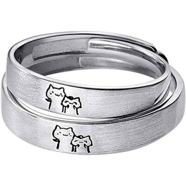 Lovely Cat His & Hers Par Ringar S925 Sterling Silver