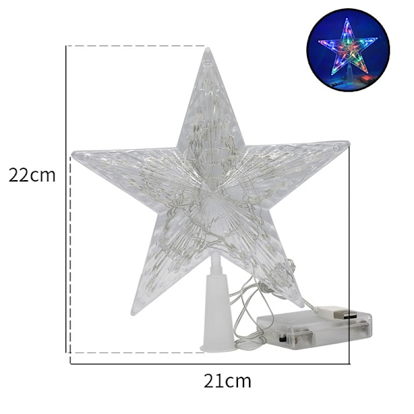 USB Julgran Toppstjärna Flerfärgad Blinkande LED 21cm