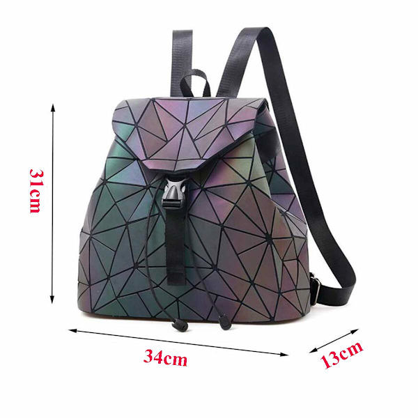 Geometriska fashionryggsäckar för kvinnor, dammode PU-läderryggsäck, holografisk reflekterande ryggsäck för flickor