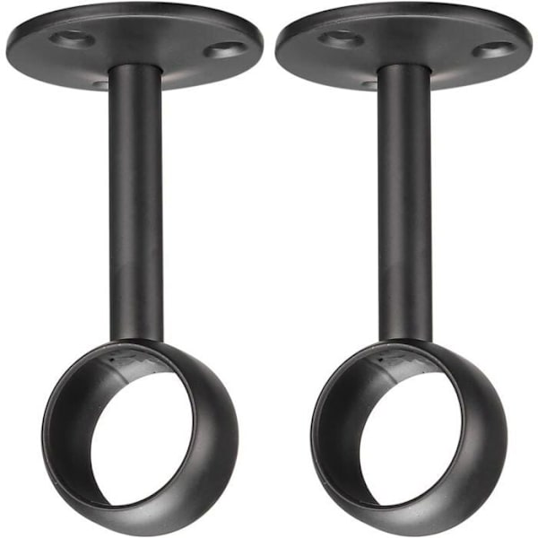 Gardinstangsbeslag til skabe, sort rustfrit stål, 3,25 cm, 2 stk., loftmontering