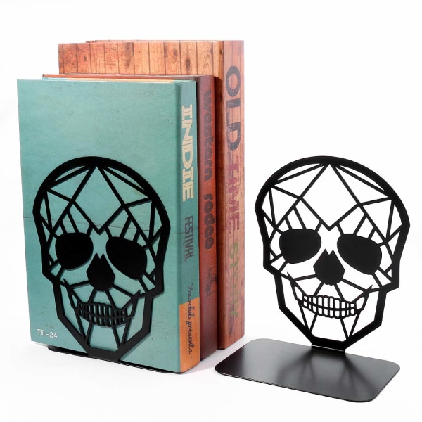 Metal Skull Design Sort bogstøtte (1 par)