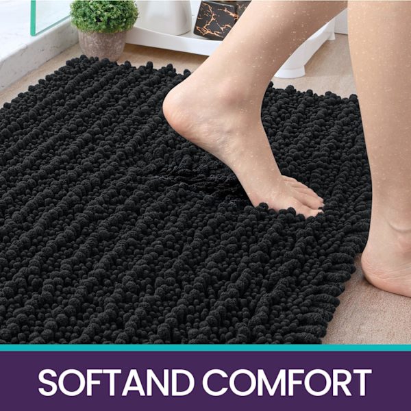 Badematte 50 x 80 cm, Sklisikker Badematte, Absorberende og Myk Chenille Badeteppe, Maskinvaskbar