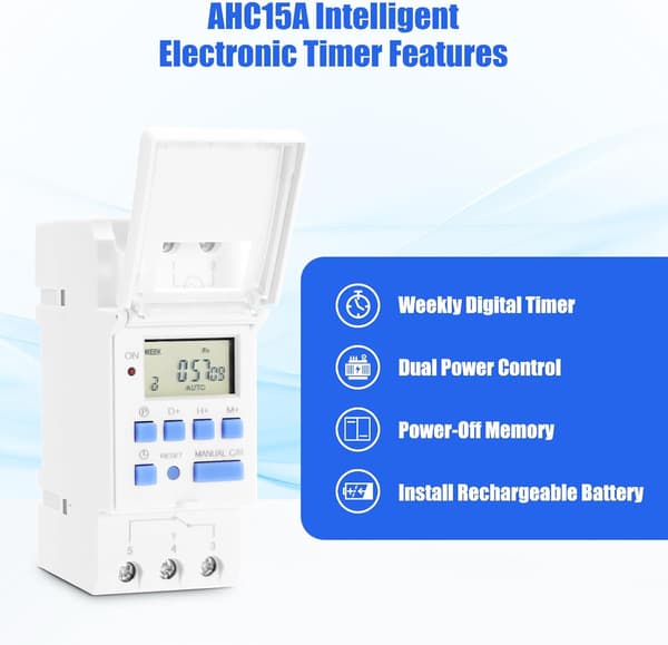 Timer Switch med LCD Display 220C 15A Ugentlig Timer Switch Relæ Switch Programmerbar Timer til Gadebelysning og Husholdningsapparater