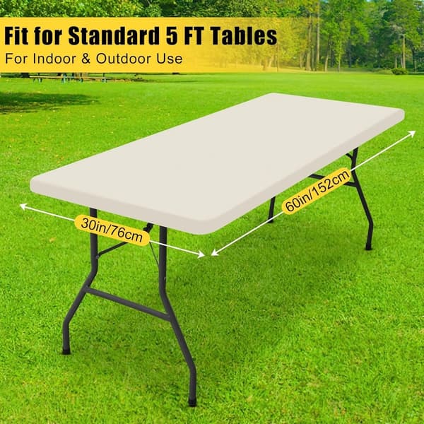 152*76 cm elastisk polyesterduk, hvit - vanntett, ripebestandig, for sammenleggbare bord