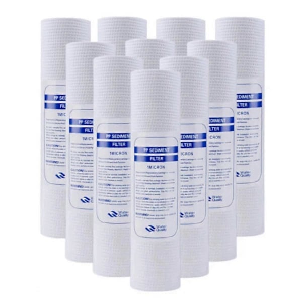 10 stk. universelle vannfiltre, PP bomullsfilter sedimentvannfilter, polypropylenmateriale
