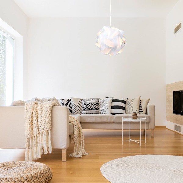 DIY Pusleskærm - Moderne IQ Puslespil Lampe i 30 Dele min. 15 Forskellige Designs - Diameter Ca. 15,7 tommer / 40 cm - Hvid i Størrelse XL