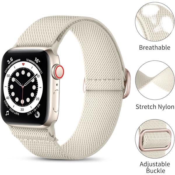 Loop-hihna yhteensopiva Apple Watch -hihnan kanssa, säädettävä venyvä nylonpunottu urheilullinen vaihtohihna iWatch SE -sarjoille 9/8/7/6/5/4/3/2/1