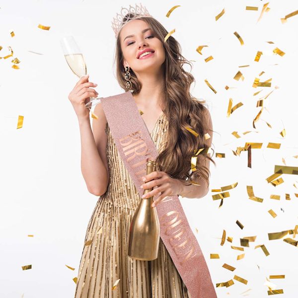 Fødselsdagsdronning Krone Hovedbånd Fødselsdagspige Sash og Tiara, Krystal Rhinestone Krone til Happy Birthday Gave Fest Tilbehør, Gunst, Dekorationer