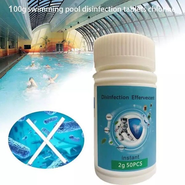 100 st Klor Tabletter Multifunktionell Omedelbar Desinfektion för Pool Badkar Spa