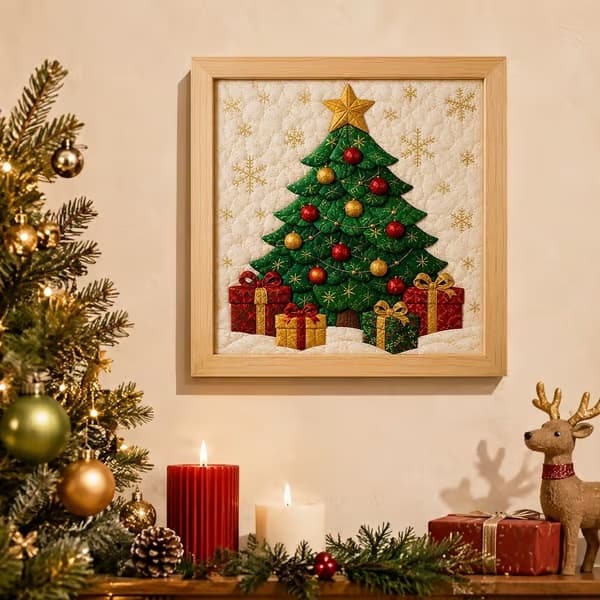 Kinusaiga stofkunst-sæt | DIY 3D julestofkunst-sæt til voksne Christmas Tree
