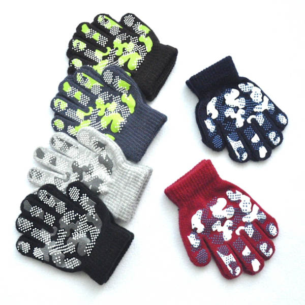 6 par magiska handskar, vinter stickade helfinger stretch handskar för 3~6 år gamla barn flickor pojkar