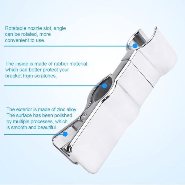 Justerbar duschhuvudhållare, 45° rotation universell 20-25mm duschhuvudhållare duschhuvudhållare ersättning för badrum dusch glidstång