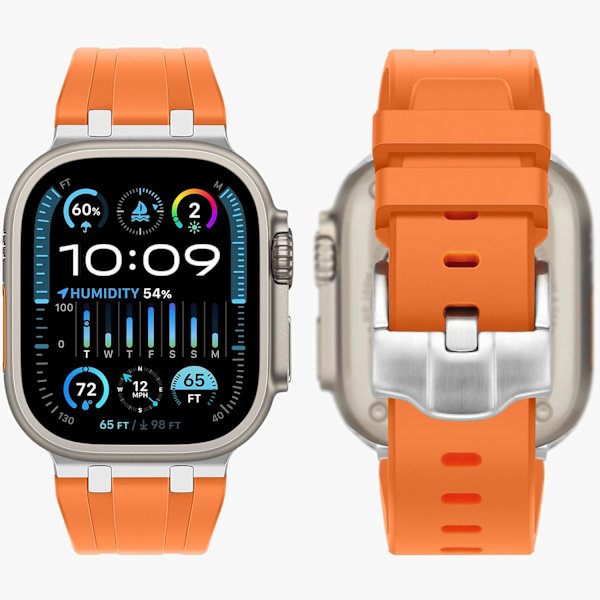 Yhteensopiva Apple Watch Ultra -hihnan kanssa 38 mm 40 mm 41 mm, Nestemäinen silikoninen ranneke ruostumattomasta teräksestä valmistettujen adapterihihnojen kanssa, suunniteltu Apple Watchille