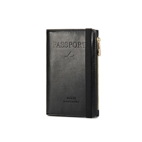 Slank RFID-blokerende pasmappe - Rejsepung med flere rum, sort Black 87