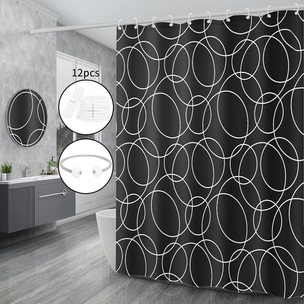 Bruseforhæng sort, 100% polyester, 12 kroge (100x180 cm, sort)