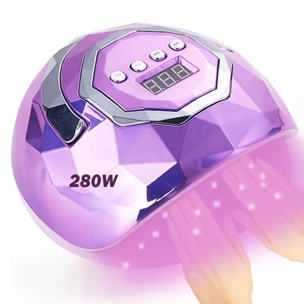 280W UV LED-spikerlampe, med 66 perler, hurtigtørkende (lilla)