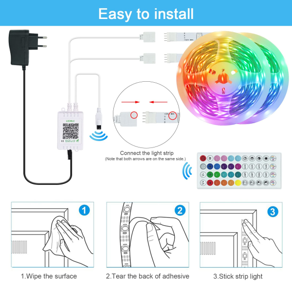 20M LED-stripe, 5050 RGB LED-stripe lys Multicolor