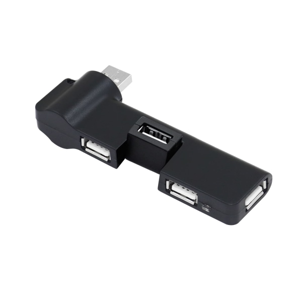 180 ° rotasjon USB Extender Hub, 4 Port USB Hub strømadapter for PC, bærbar PC, tastatur, mus, harddisker og annen USB 2.0-adapter (svart)