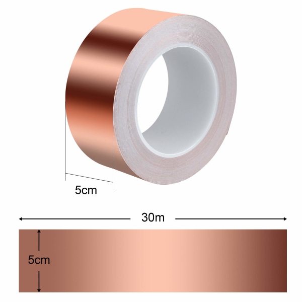 Kobbertape 30m x 50mm, folietape EMC-afskærmningsklæbebånd