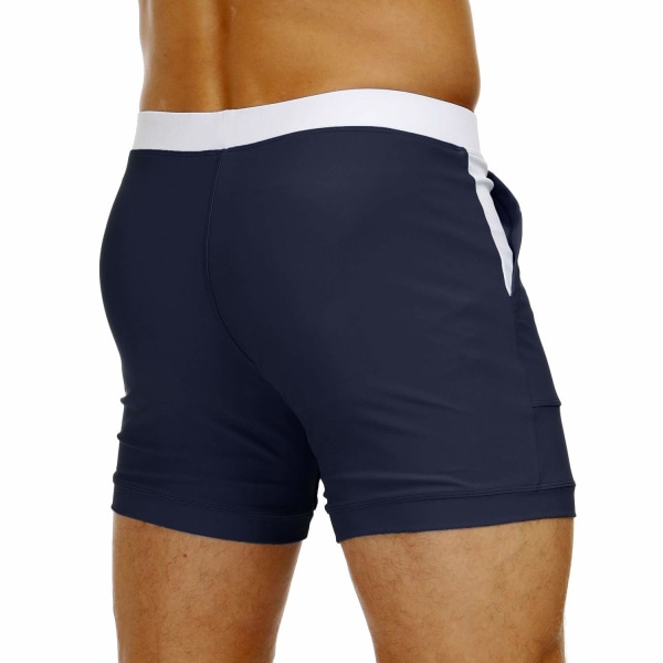 Herre Hurtigtørrende Badebukser Strandshorts Board Spa Trunks Strækbare Fitness Shorts Briefs med Justerbar Snøre (34, L)