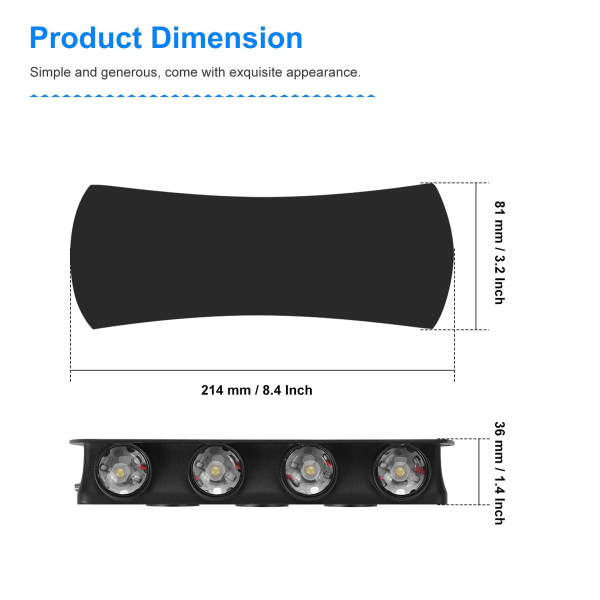 Moderni seinävalaisin LED-seinävalaisin ylös alas alumiininen seinäpesuri vedenpitävä IP65 LED sisä- ja ulkotiloihin 3000K