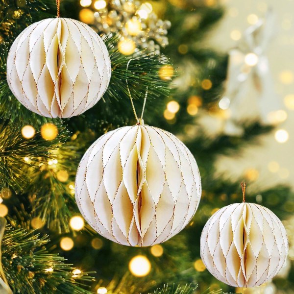 3 kpl:n pakkaus joulukuusikoristeita palloon riippuva koriste 3D hunajakennopaperitaidetta riippukoristeen joulujuhla juhlapuun kotiluokkahuone