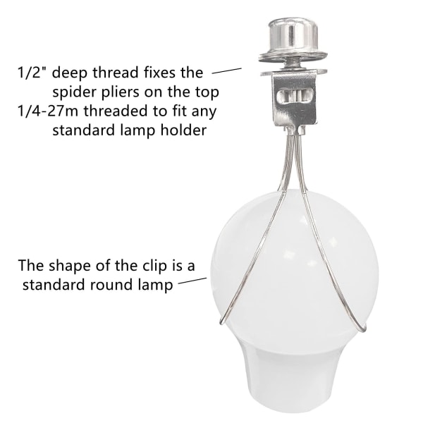 Lampeskærm harpeholder adapter kit - 2 stk. (Sølv)