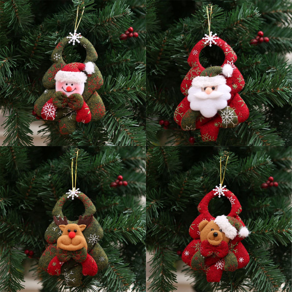 Juletræ hængende ornamenter, 4 snemand julemand rensdyrbjørn