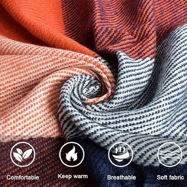 Vinter Lang Blød Varmt Tartan Check Sjal Wraps til kvinder Uld Spinding Tassel Shawl Lang Stole Julegave