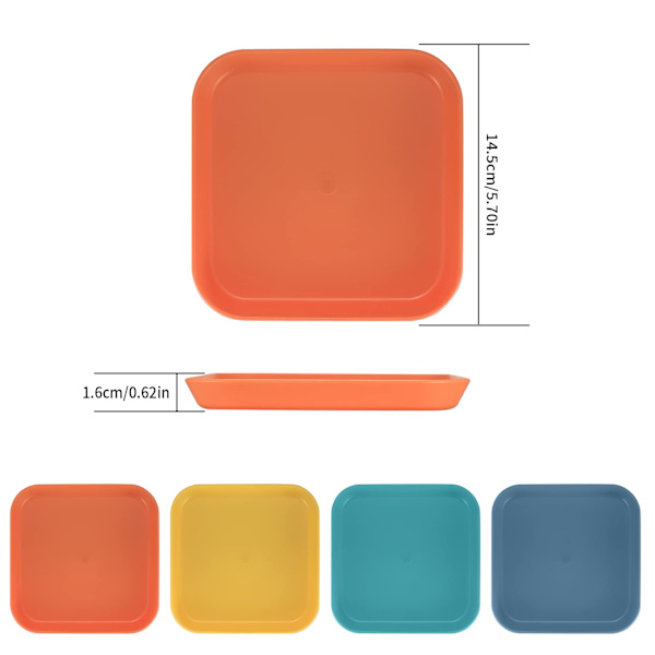 Små plasttallrikar set middagstallrikar kakfat desserttallrikar sallad/kak/middagstallrikar BPA-fria plasttallrikar med förvaringsställ 4 färger