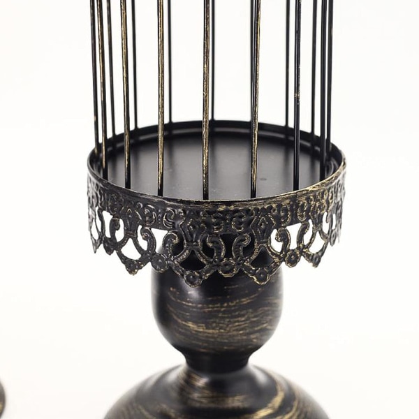 Vintage Carved Metal Birdcage Candle Holder med Birdcage Top