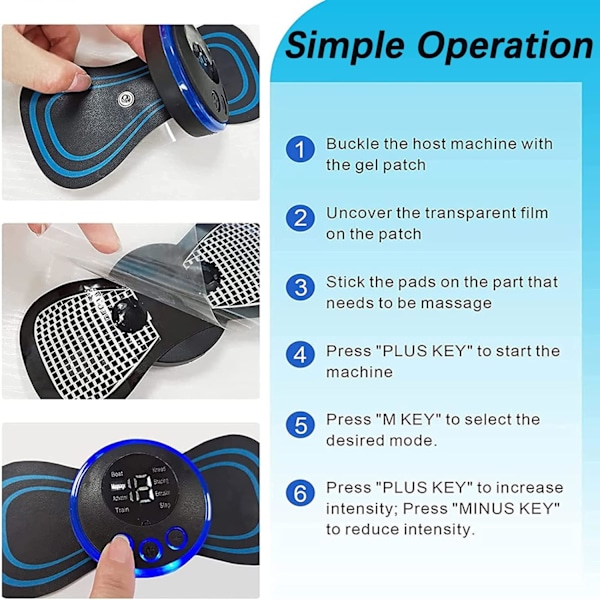 Mini Nakkemassageapparat, 2 stk. Elektroterapi Massageapparat Elektrisk Nakkemassageapparat Bærbart Nakkemassageapparat