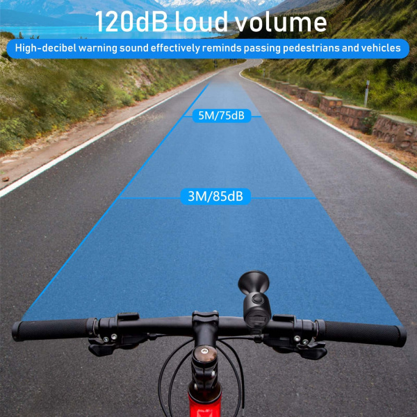 120 dB polkupyörän kello, IPX4 vedenpitävä polkupyörän kello, sähköinen MTB polkupyörän kello, elektroninen äänitorvi, sopii 15-30 mm ohjaustankoon, helppo asennus