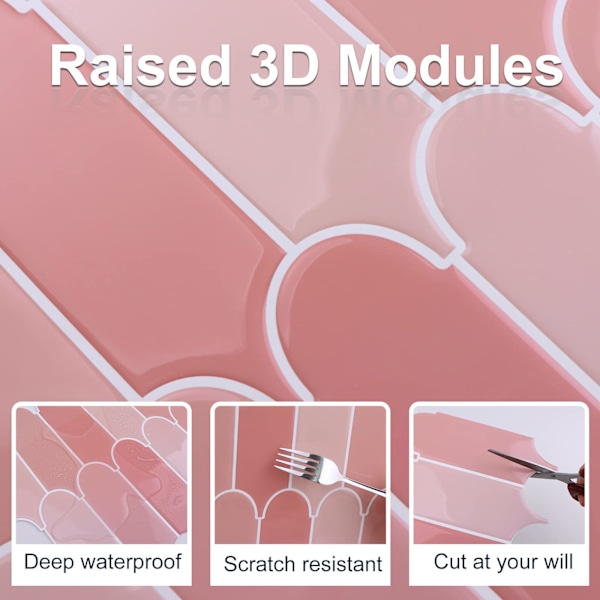 St 2,5 mm tjocka 3D självhäftande väggplattor backsplash för kök (30,5x30,5 cm)