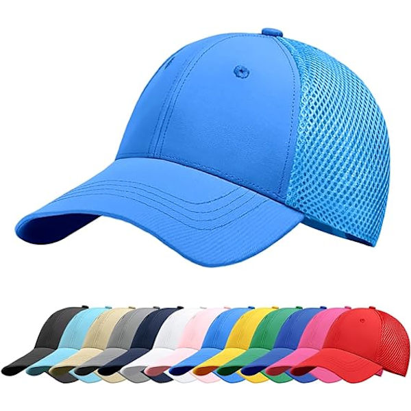 Baseballcaps, Unisex Pustende Ensfarget Meshrygg Justerbar Snapback Lukking Anti-UV, Blå