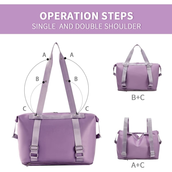 Dam Expandabel Resväska med Trolley-Fack, Weekend- och Övernattningsväska för Sjukhus med Dubbla Axelremmar