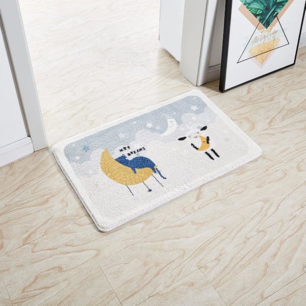 Kylpymatto, muodikas sarjakuvaflokkaus kylpyhuoneen matot, kestävä sisätilojen pieni kylpymatto, vedenimevä ja liukastumaton, 19,7 tuumaa x 31,5 tuumaa (Tähtikissa)