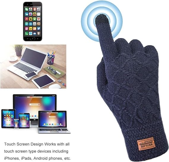Par Dam Vinter Touch Screen Handskar, Vinter Unisex Termiska Stickade Elastiska Muddhandskar Varma Stickade Pekskärmsvantar för Utomhusbruk