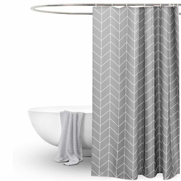 Grå Duschdraperi för Badrum, Geometriskt Mönster, Vattenavvisande Anti Mögel Extra Bred Lång Duschdraperier 200 X 200cm Fall för Våtrum