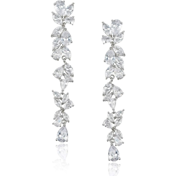 Cubic Zirconia Bridal Earrings for Women Brides, Crystal Chandelier Wedding Drop Earrings for Prom or Pageant