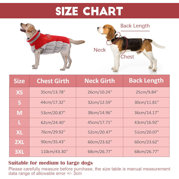 Vattentät Hund Varm Jacka för Små, Mellanstora och Stora Hundar, Reflekterande Husdjur Kalla Väder Kläder Vindtät Valp Fleecefodrad Väst med Sele, XL Red XL