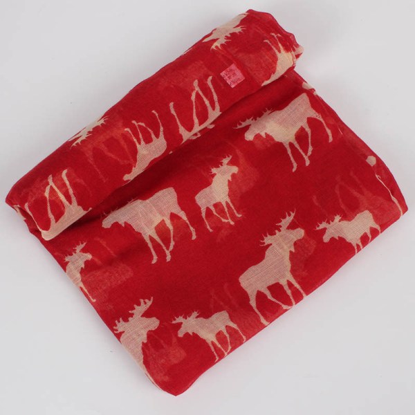 Animal Print Hoop Scarf: Cute Moose Print til jul (rød)