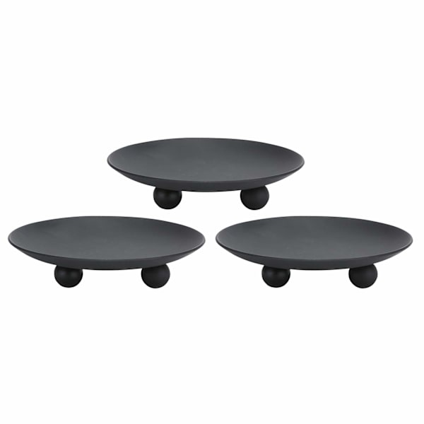 Svart järnplatta ljusstake set om 3