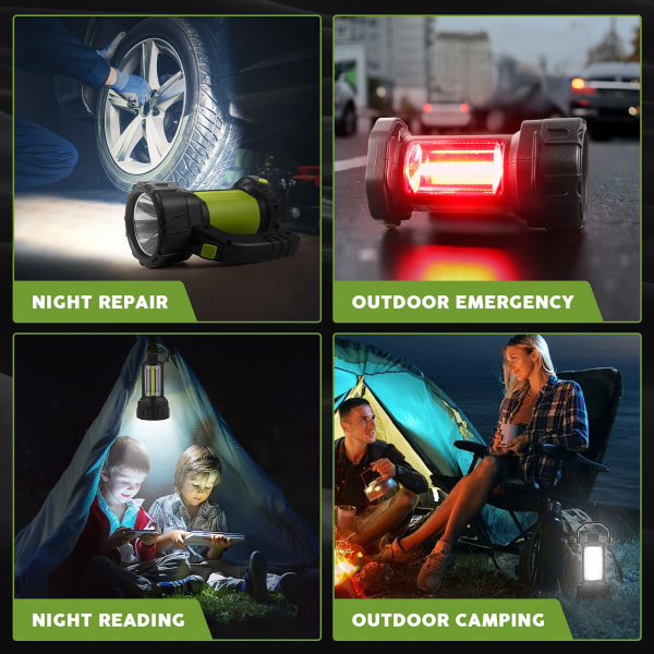 Camping Lykta Uppladdningsbar LED Ficklampa Spotlight med 800LM