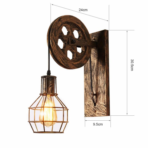 Industriell vegglampe, vintage (1 pakke - bronse)