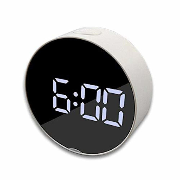 Växande spegel väckarklocka LED digital snooze bordsklocka väckningsljus elektronisk stor tid temperatur display hem