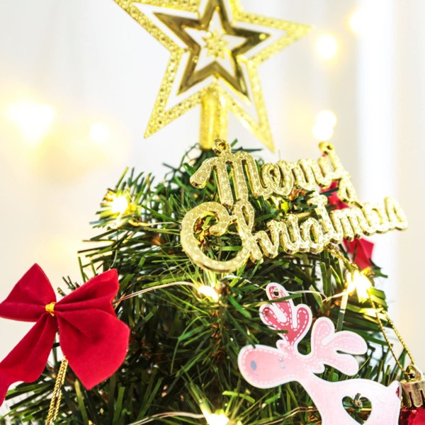 Mini juletresett, medbringende stjerner og LED-lys, 30 cm