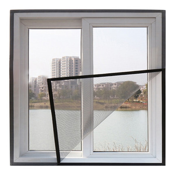 FIBERGLASS VINDU SCREEN NETTING MESH GARDIN, DIY SELVKLIPPANDE VINDU NETT SCREEN, TILPASSET FLERE VINDUER (SVART, 100x100cm)