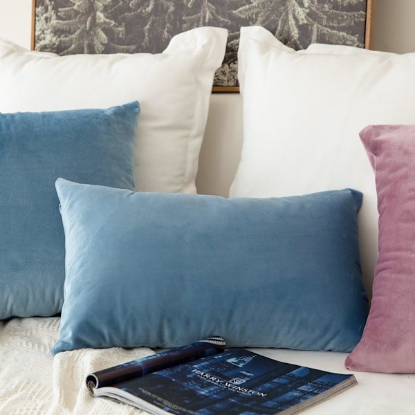 Prydnadskudde 45x45cm Kuddfodral för Vardagsrum Soffa Sovrum Set om 2 för vardagslivet och även lämpliga för helgdagar som jul blue